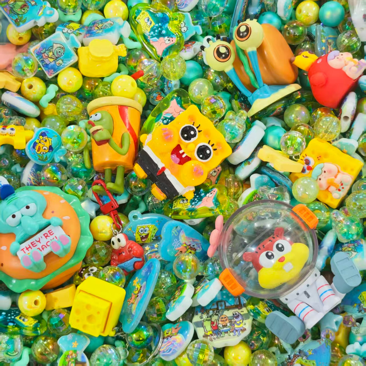 Acrylic beads -  SpongeBob (for beadable pens, keychains, phone chains)