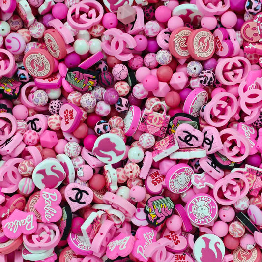 [Big sale]Silicon beads - Hot pink mix (for beadable pens, keychains, phone chains)