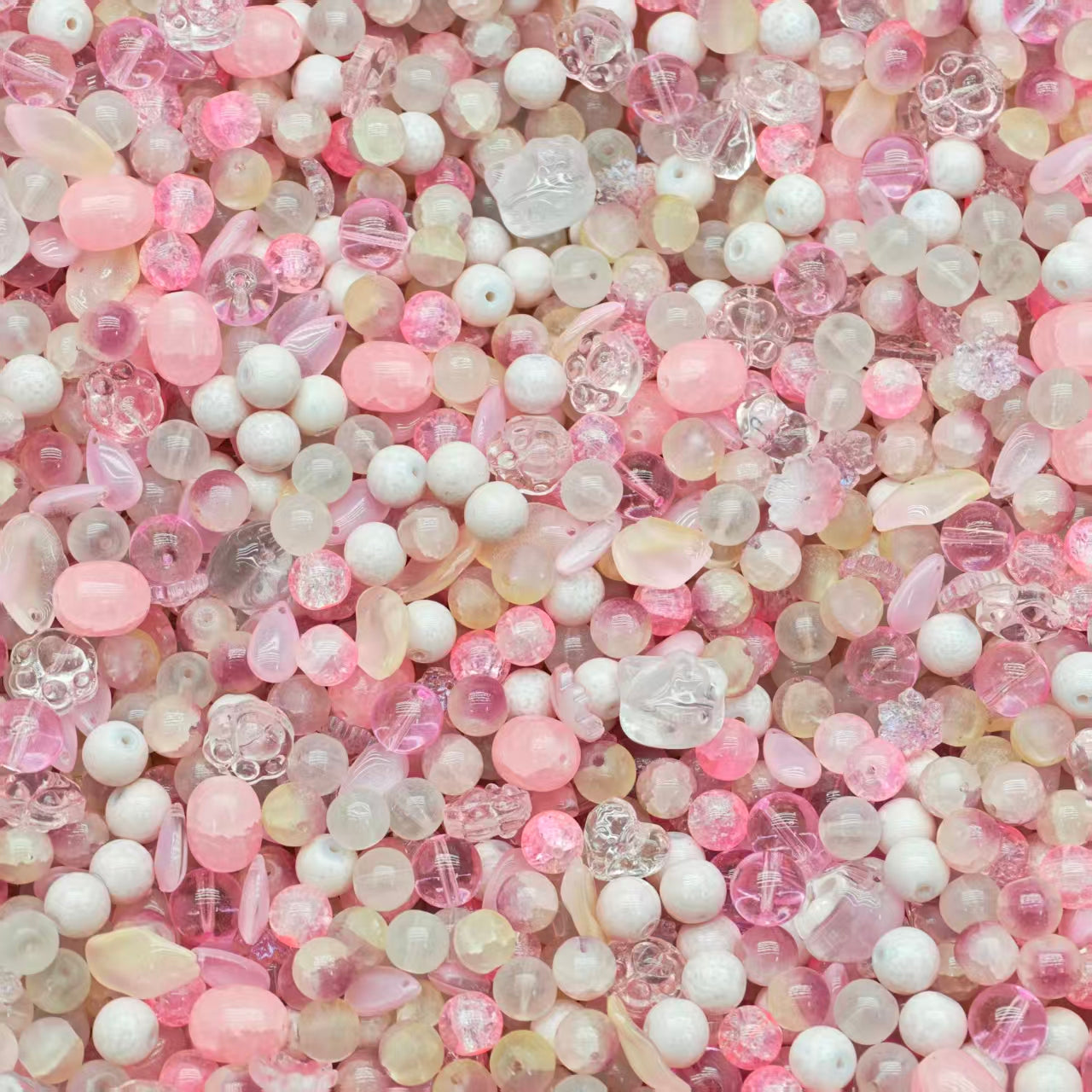Glass beads- pink (for keychains, phone chains)