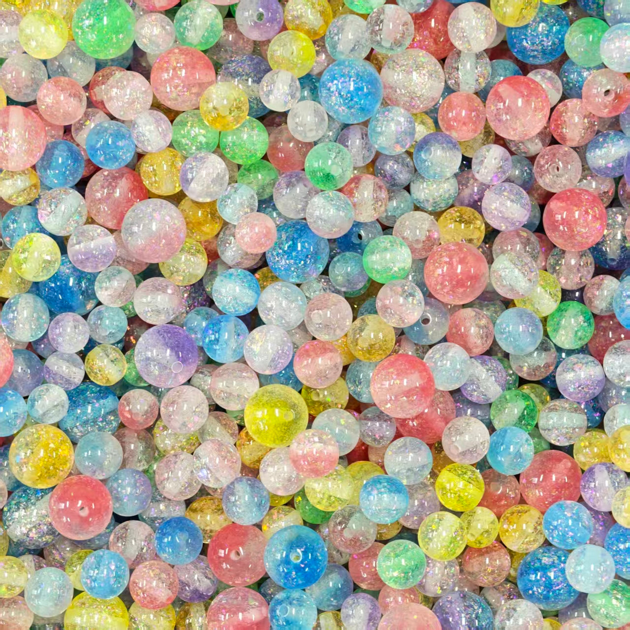 Crazy BOGO！ Resin beads - Rainbow glitter mix (for beadable pens, keychains, phone chains)