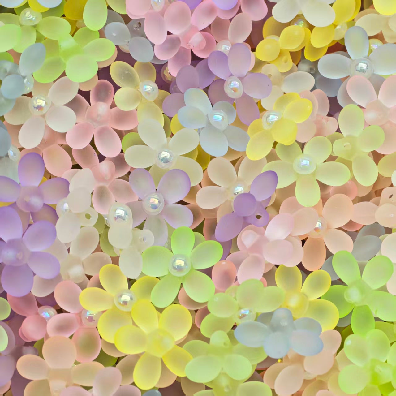 Acrylic beads - Frosted clear flower (for beadable pens, keychains, phone chains)