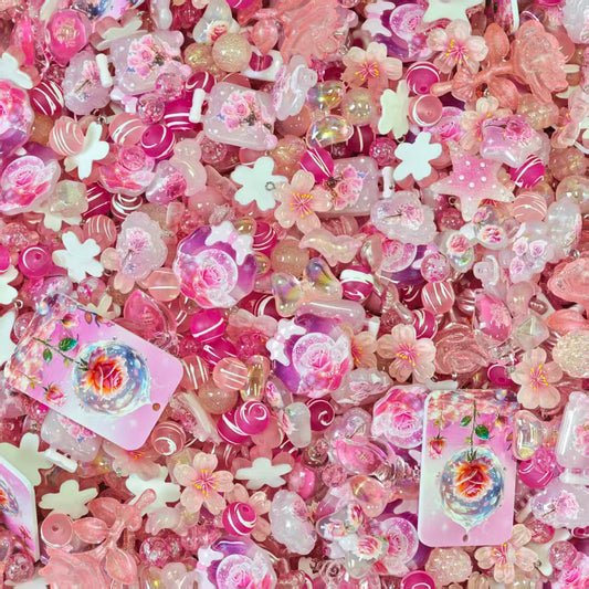 Acrylic Beads -Pink cute flower (for beaded pen, keychains, phone chains)