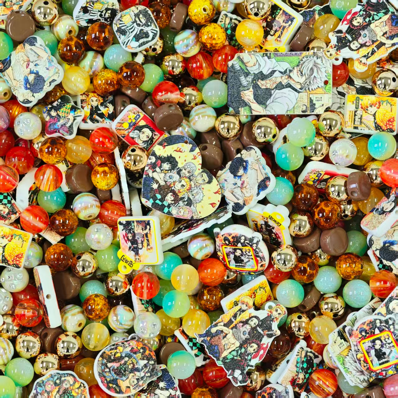 Acrylic beads - Demon slayer  (for beadable pens, keychains, phone chains)
