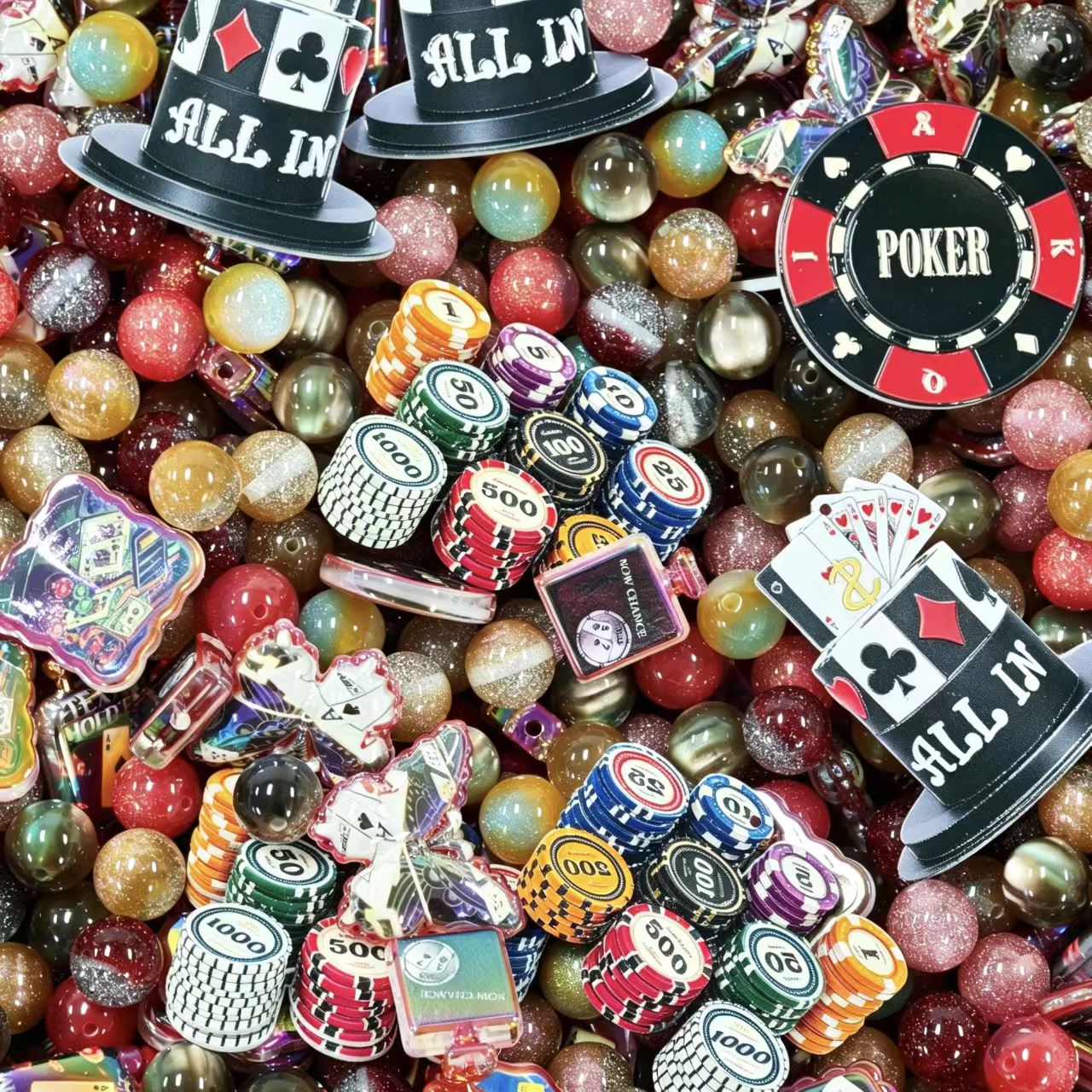 Acrylic Beads -  Poker (for beaded pen, keychains, phone chains)