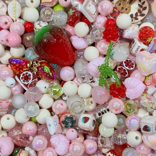 Acrylic beads-  stawberry cake (for beadable pens, keychains, phone chains