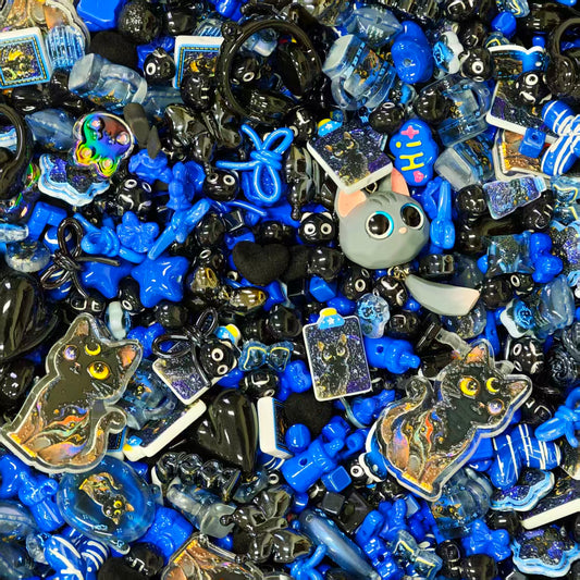 Acrylic Beads -Black blue cat (for beaded pen, keychains, phone chains)