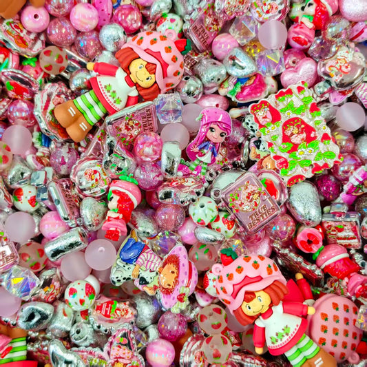 Acrylic Beads -strawberry shortcake (for beadable pens, keychains, phone chains)