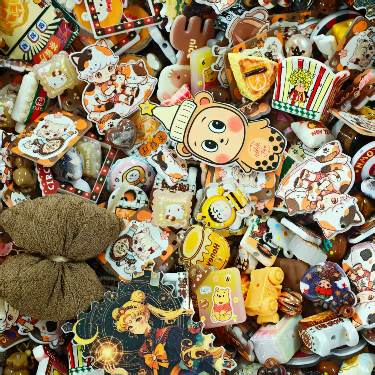 (BOGO)Acrylic Beads - Brown yellow mix (for beaded pen, keychains, phone chains)