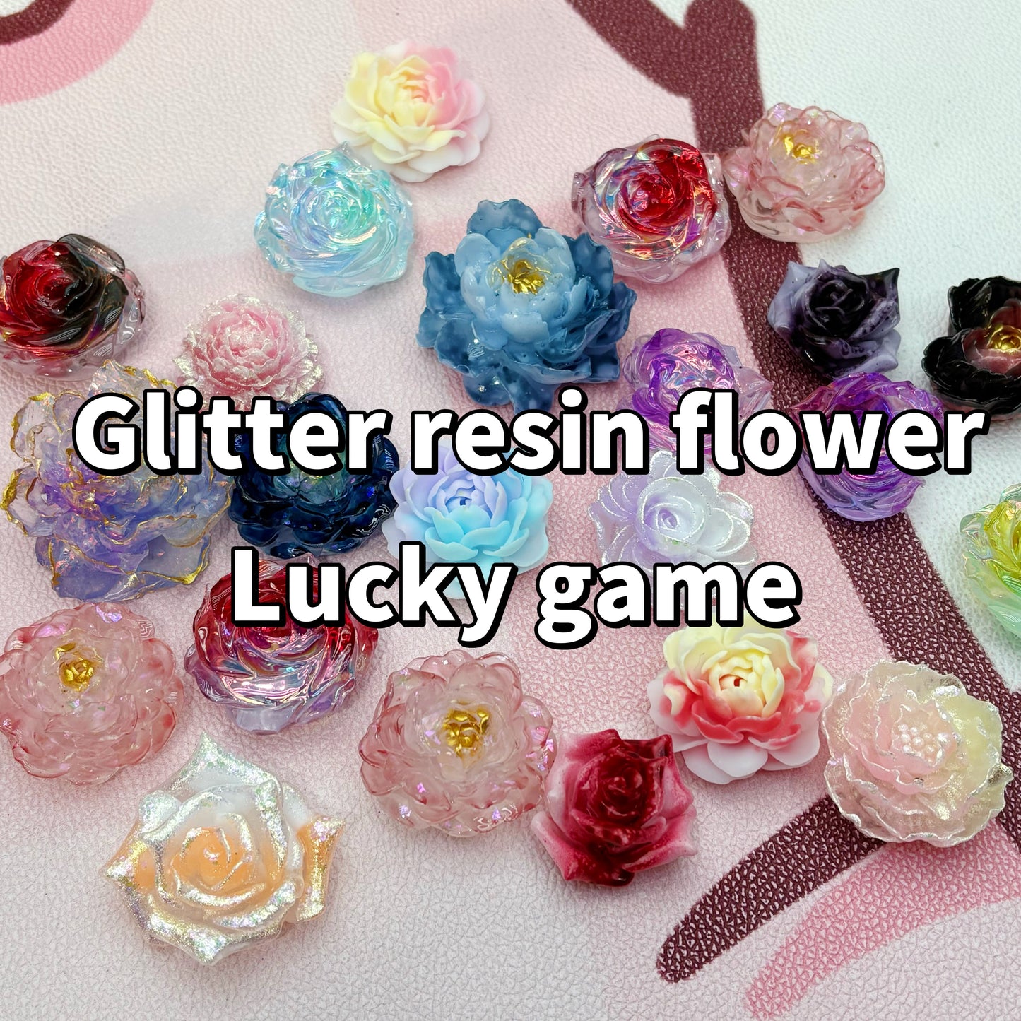 NEW!!!Glitter resin flower lucky game