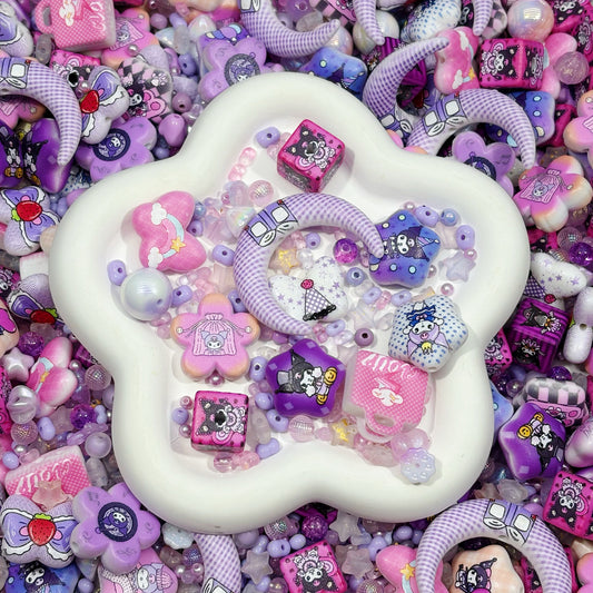 Acrylic beads - Kuku love (Purple) for beadable pens, keychains, phone chains) LAST 1
