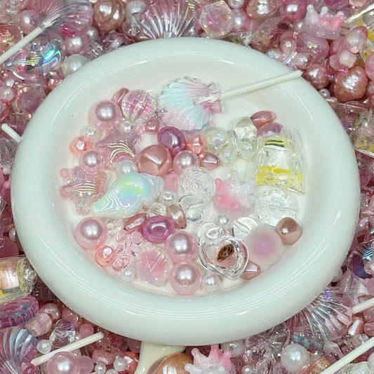 Acrylic beads-Pink ocean  (for beadable pens, keychains, phone chains)
