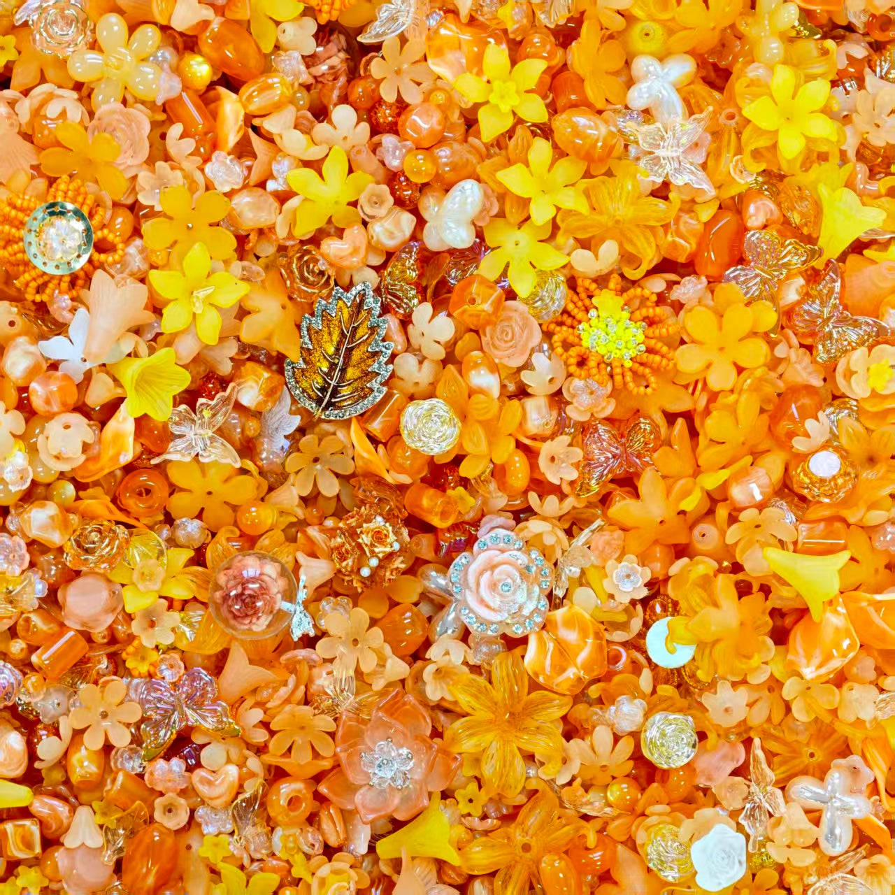 Acrylic Beads -Orange flower (for beaded pen, keychains, phone chains)
