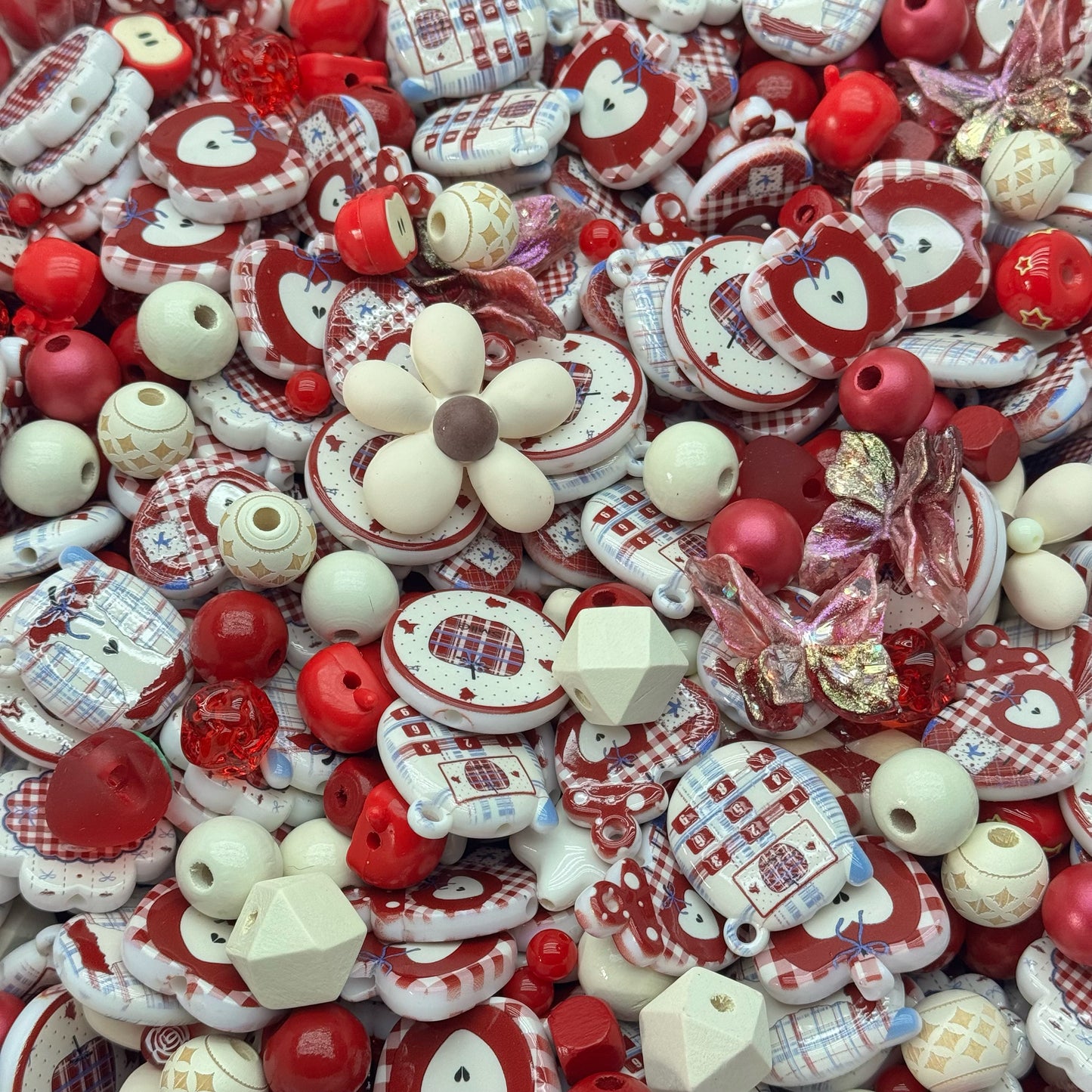 Acrylic beads-Scarlet Blossom Haven(for beadable pens, keychains, phone chains)
