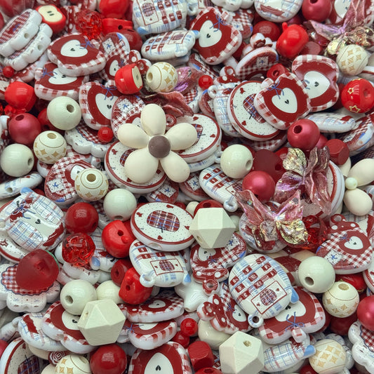 Acrylic beads-Scarlet Blossom Haven(for beadable pens, keychains, phone chains)