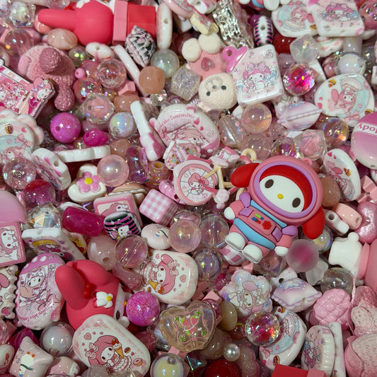 Acrylic beads-My Melody (for beadable pens, keychains, phone chains)