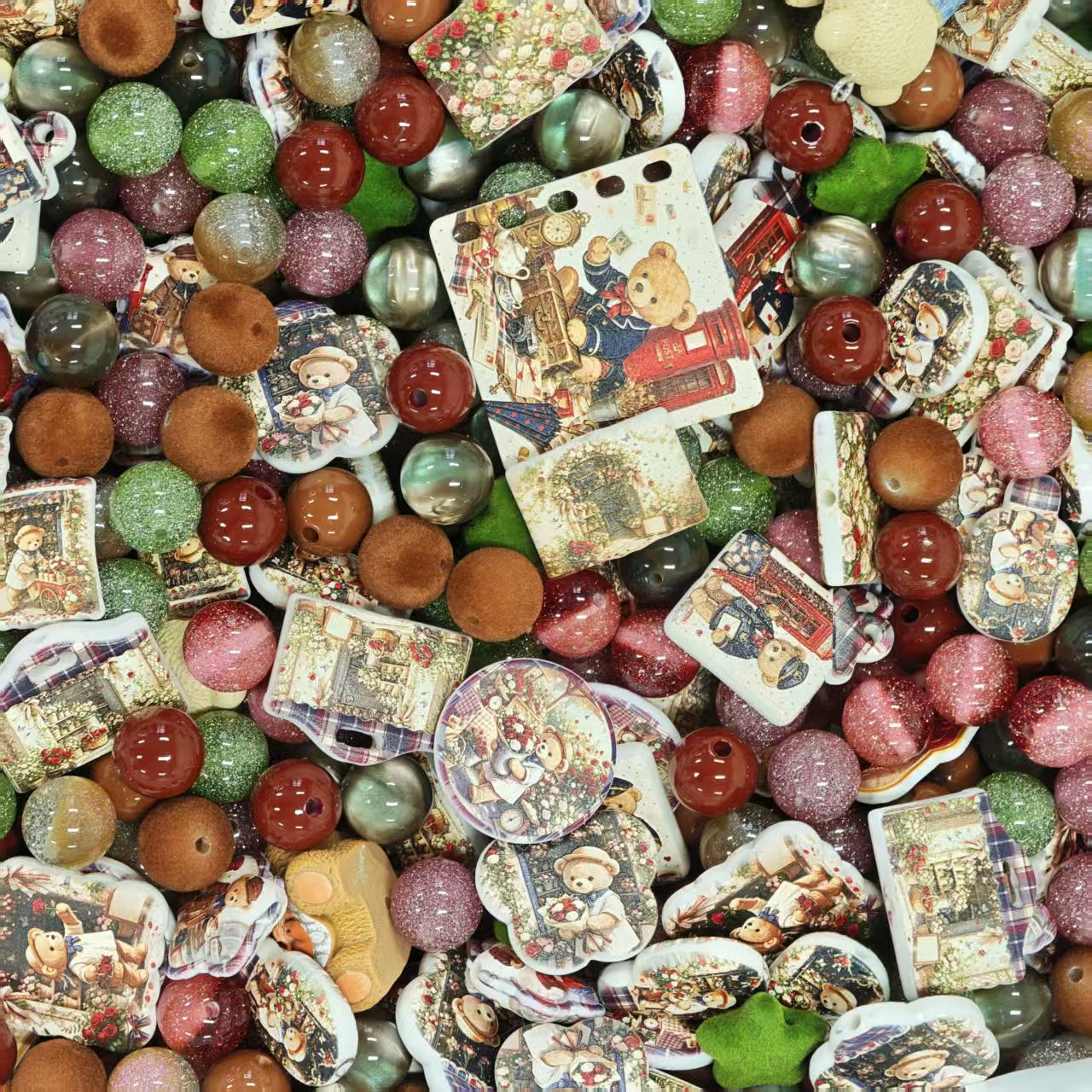 Acrylic beads - Teddy bear (for beadable pens, keychains, phone chains)