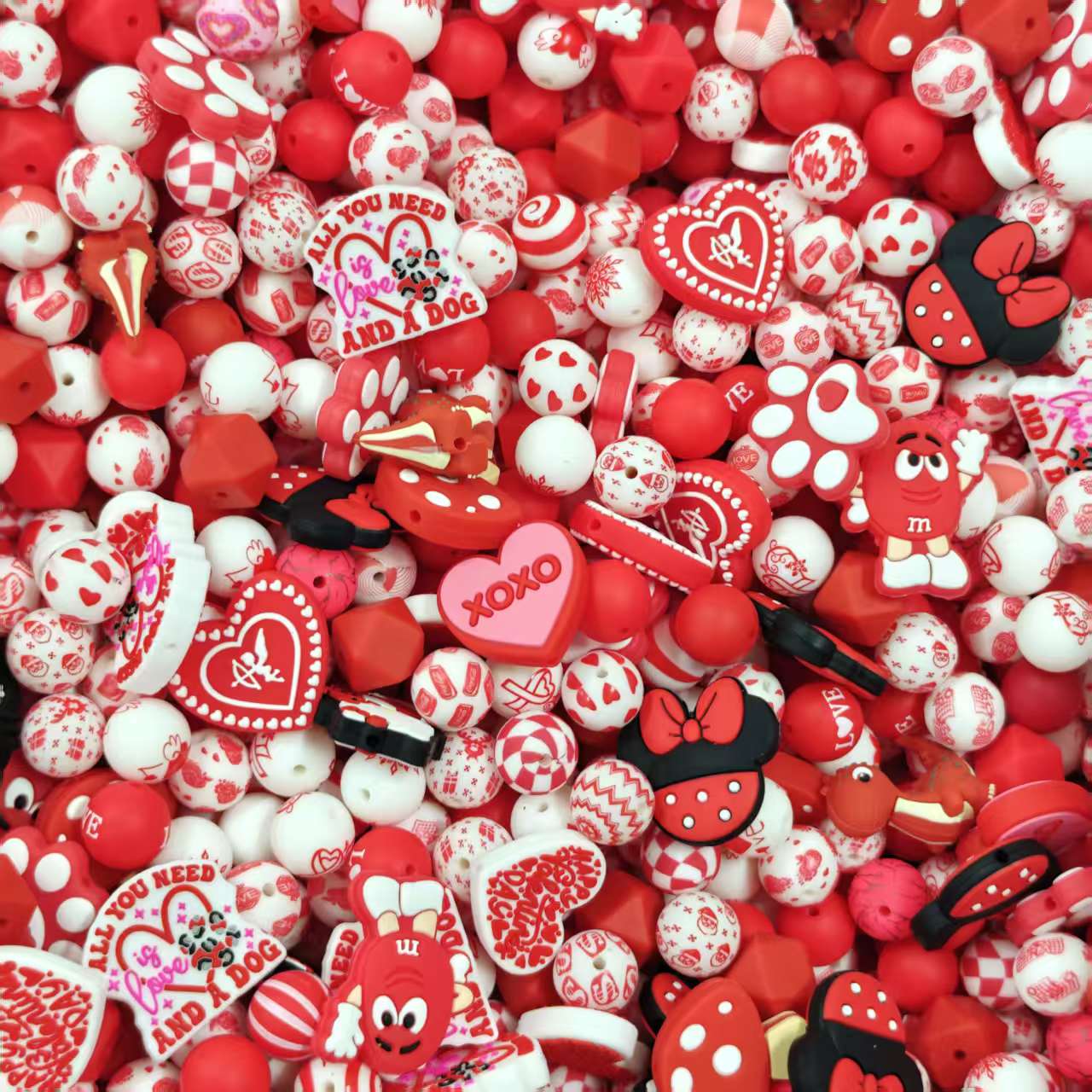 [Big sale]Silicon beads - red mix(for beadable pens, keychains, phone chains)