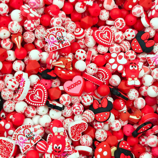 [Big sale]Silicon beads - red mix(for beadable pens, keychains, phone chains)