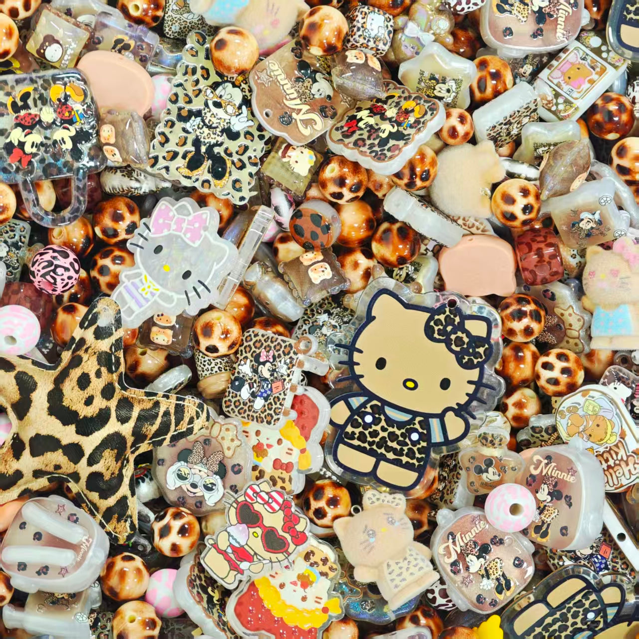 Acrylic Beads -Leopard Mickey Mix (for beaded pen, keychains, phone chains)