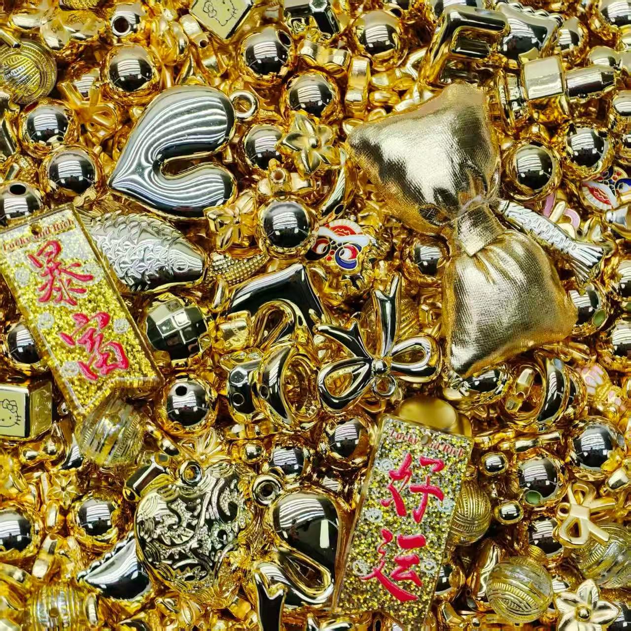 Acrylic beads- Rich gold (for beadable pens, keychains, phone chains)