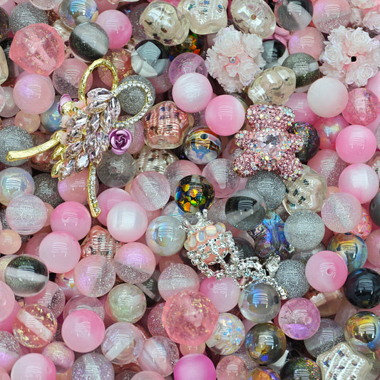 Resin beads-Pink Grey（for beadable pens, keychains, phone chains