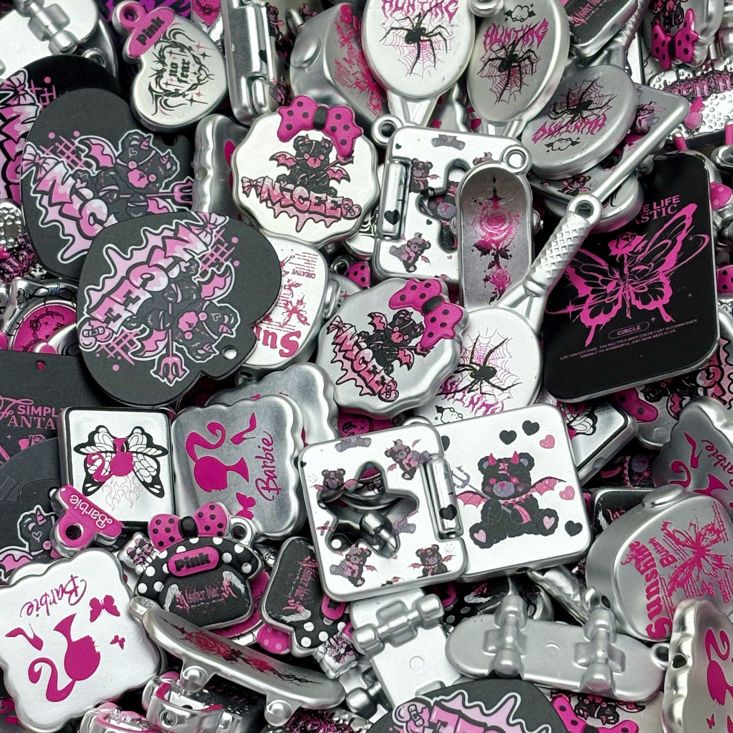 (LAST 1)Acrylic beads-Gothic Pink Dreams (for beadable pens, keychains, phone chains)