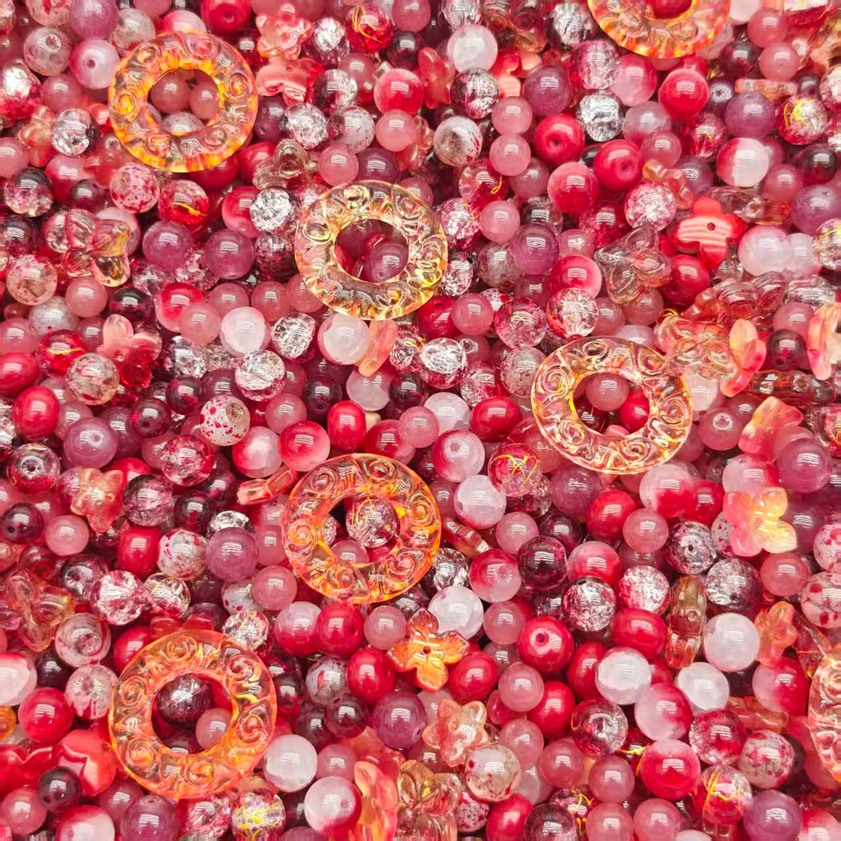 Glass beads- Red (for keychains, phone chains)